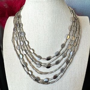 Chico’s Silver Disc Multi Strand Necklace